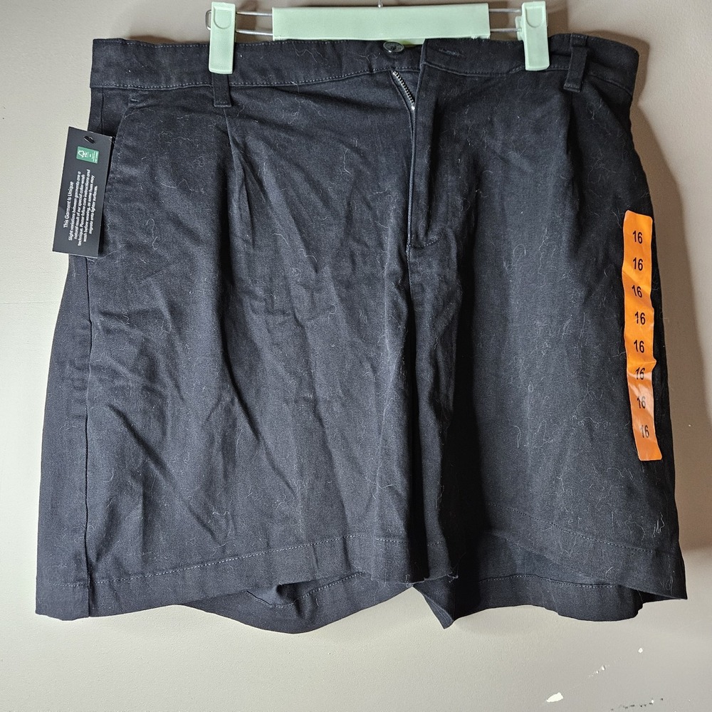 Banana Republic Pleat Front Shorts Black Cotton Twill Women's 16 5.75" Inseam